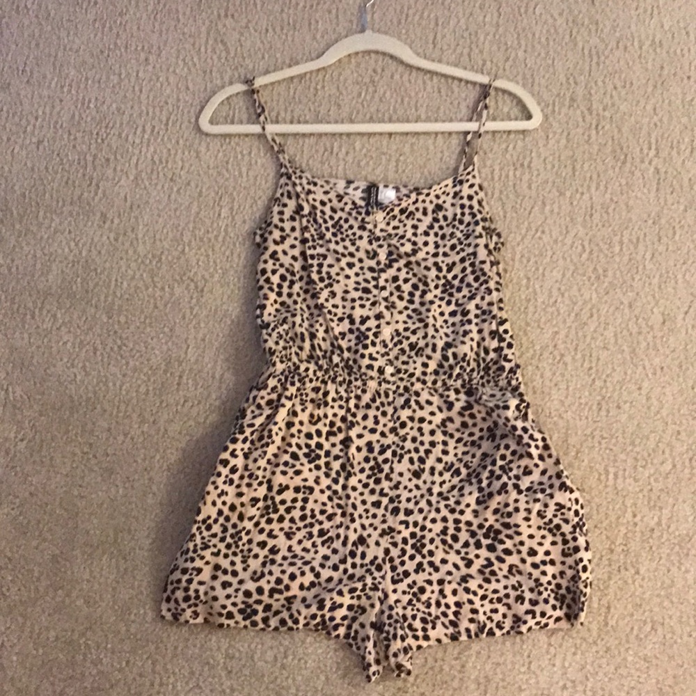 Leopard print shorts romper